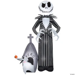 108" Giant Jack Skellington And Zero Airblown Outdoor Yard Decoration