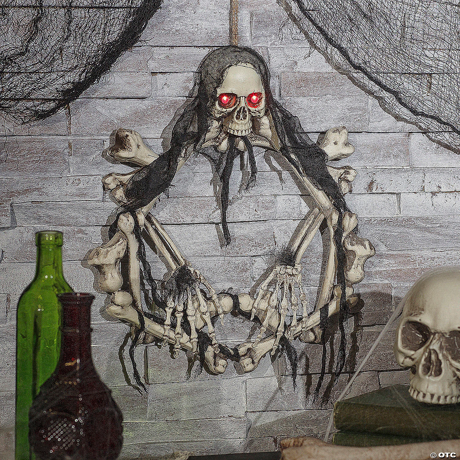 16.5" Lightup Skeleton Halloween Wreath 1 16.5" Lightup Skeleton Halloween Wreath