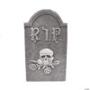 19" Gravestone RIP Skull Rose Decoration