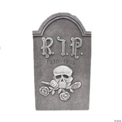 19" Gravestone RIP Skull Rose Decoration