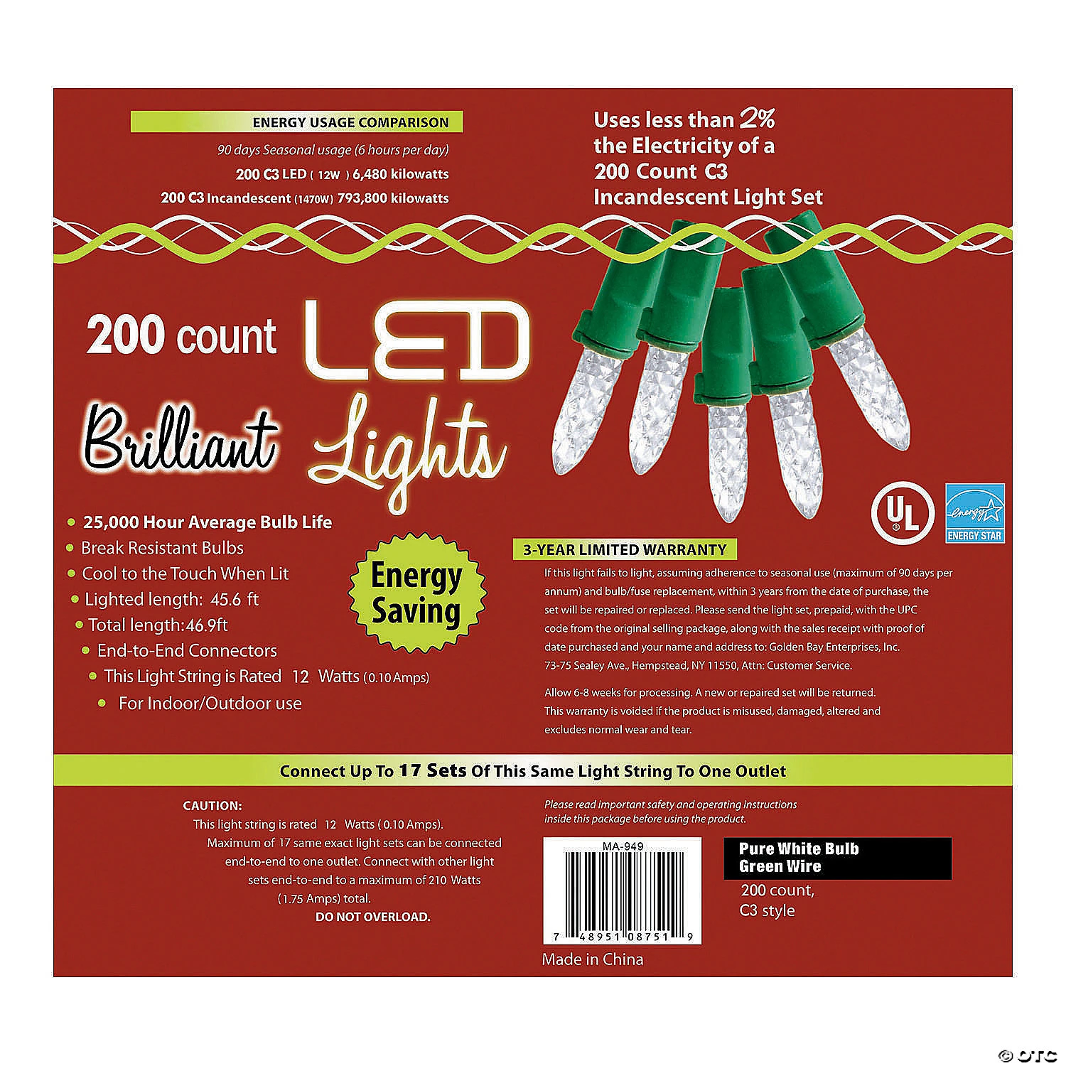 200L Pure White Holiday LED Lights - C3 Style 1 200L Pure White Holiday LED Lights - C3 Style