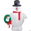 42" Blow Up Inflatable Frosty The Snowman Holding Wreath Outdoor Yard Decoration