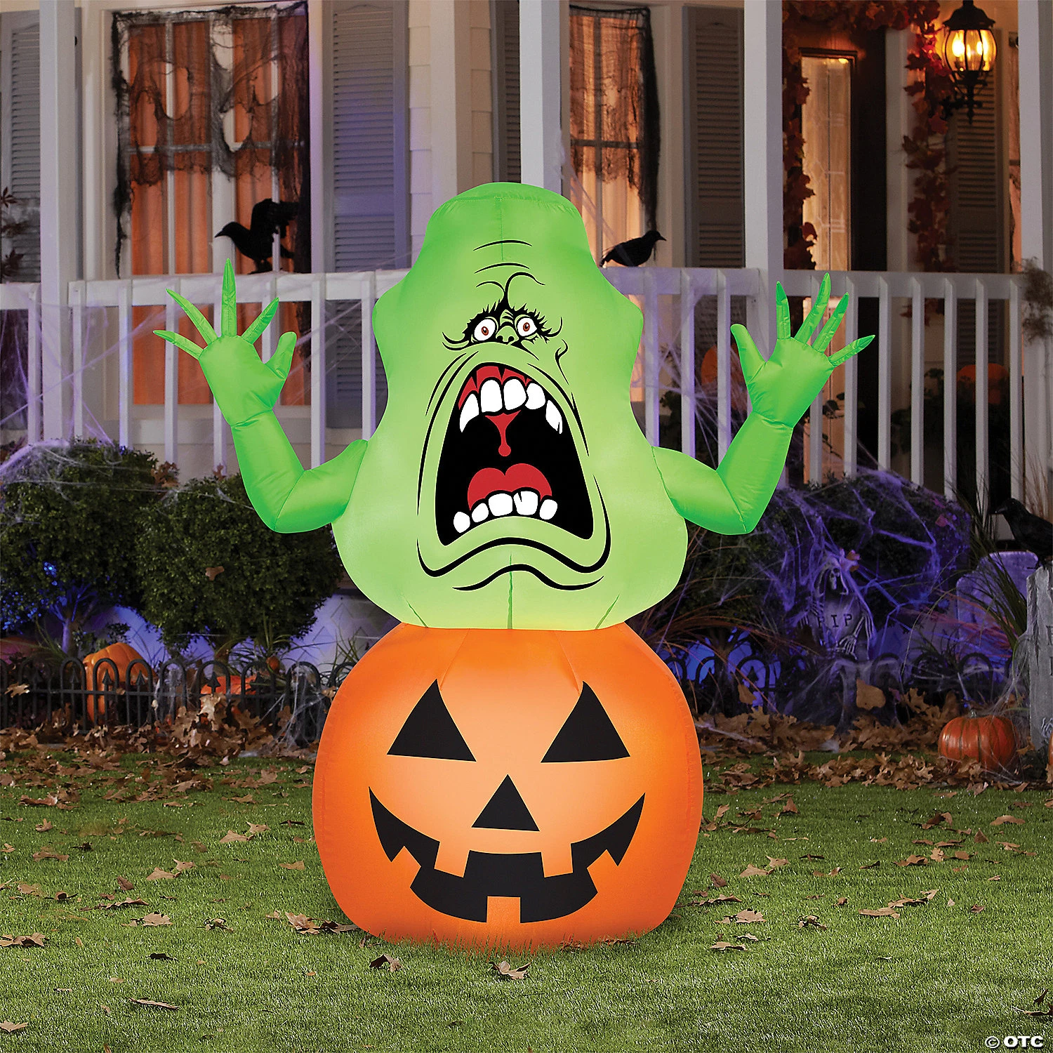 42" Blow-Up Inflatable Ghostbusters Slimer On Pumpkin With Built-In LED Lights Outdoor Yard Decoration 2 42" Blow-Up Inflatable Ghostbusters Slimer On Pumpkin With Built-In LED Lights Outdoor Yard Decoration - Image 2