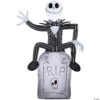42" Blow Up Inflatable Nightmare Before Christmas Jack Skellington On Tombstone Outdoor Halloween Yard Decoration