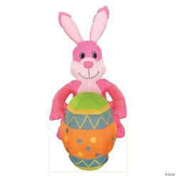 48" Blow Up Inflatable Easter Bunny With Egg Outdoor Easter Yard Decoration