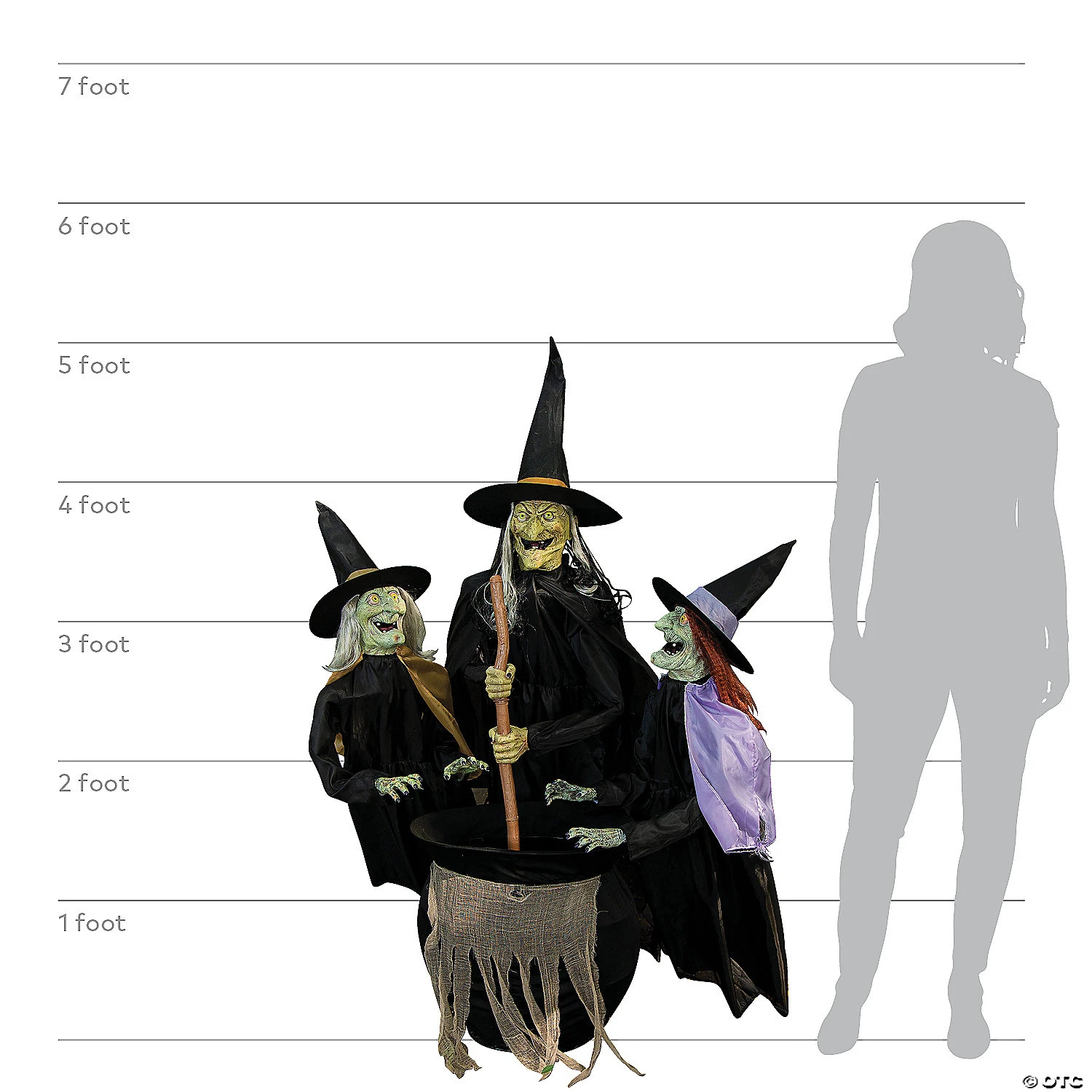 5' Animated Stichwick Sisters Witch Decoration 2 5' Animated Stichwick Sisters Witch Decoration - Image 2