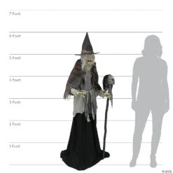 6' Lunging Witch With Digital Eyes Animated Pro -Halloween Decoration Sale 6 lunging witch with digital eyes animated promr124911 a06
