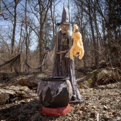 Halloween Decoration Sale 45 7' Cauldron Cat-Tastrophe Animated Prop Decoration