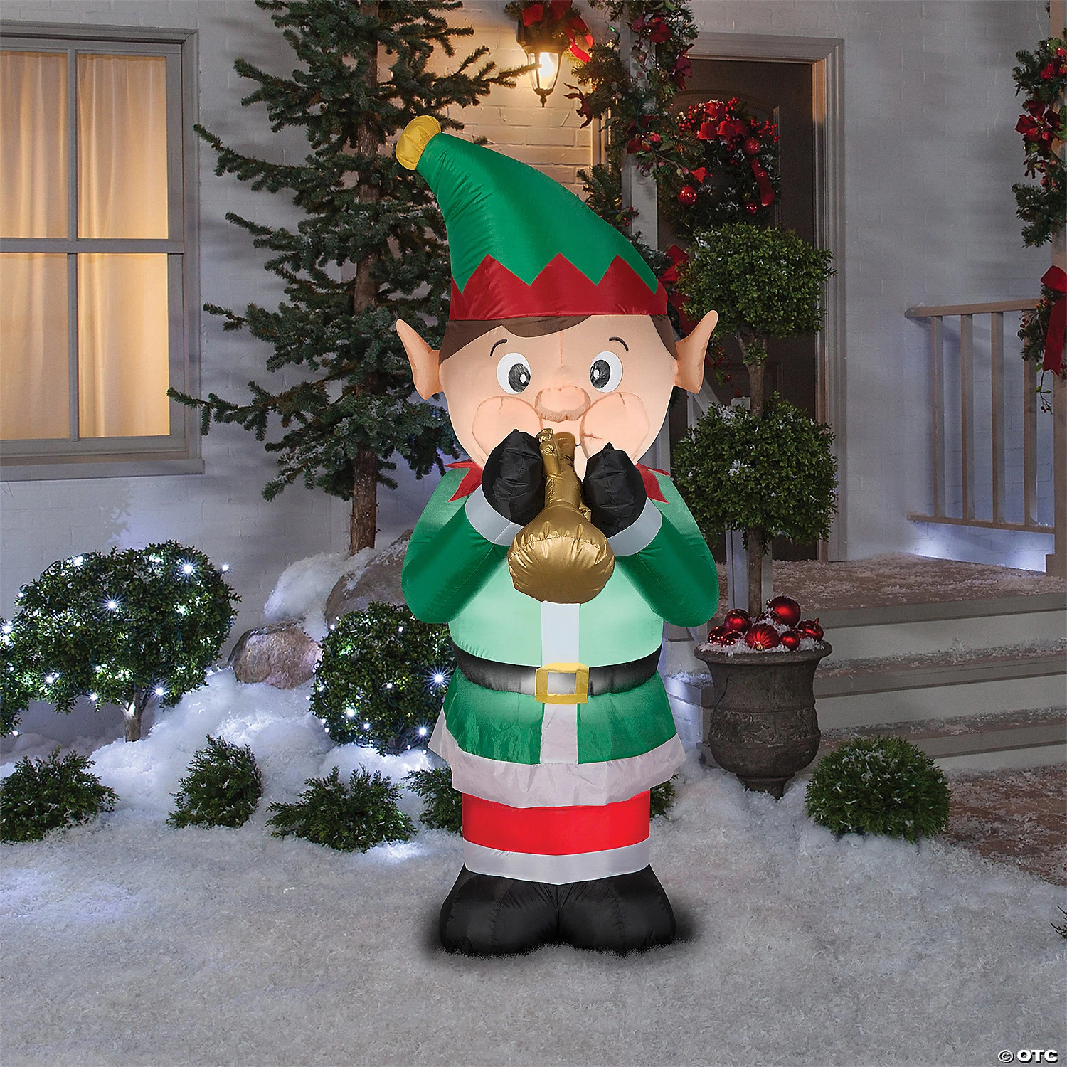 72" Blow Up Inflatable Animated Elf Playing Trumpet Outdoor Yard Decoration 2 72" Blow Up Inflatable Animated Elf Playing Trumpet Outdoor Yard Decoration - Image 2