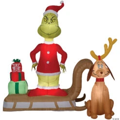 72" Blow Up Inflatable Dr. Seuss™ The Grinch & Max On Sled Outdoor Yard Decoration