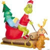 77" Blow Up Inflatable Grinch & Max Outdoor Yard Decoration