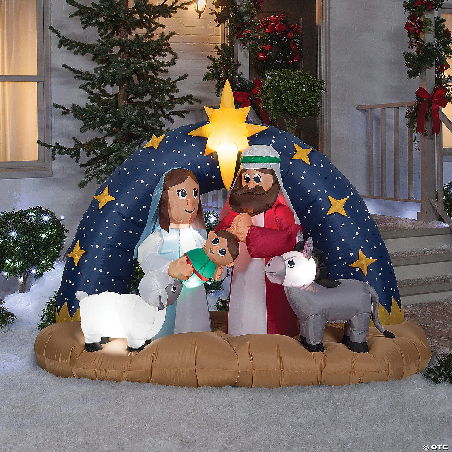 78" Blow-Up Inflatable Snowy Night Nativity With Built-In Lights Outdoor Yard Decoration 3 78" Blow-Up Inflatable Snowy Night Nativity With Built-In Lights Outdoor Yard Decoration - Image 3