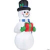 8 Ft. Blow-Up Inflatable Snowman With Present & Built-In LED Lights Outdoor Yard Decoration
