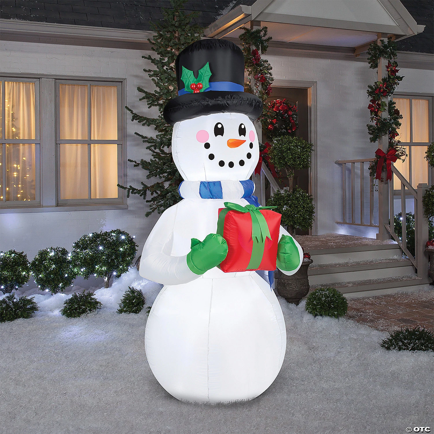 8 Ft. Blow-Up Inflatable Snowman With Present & Built-In LED Lights Outdoor Yard Decoration 2 8 Ft. Blow-Up Inflatable Snowman With Present & Built-In LED Lights Outdoor Yard Decoration - Image 2