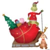 Airblown® Grinch And Max In Sleigh Colossal Scene 118" Inflatable Christmas Outdoor Yard Decor