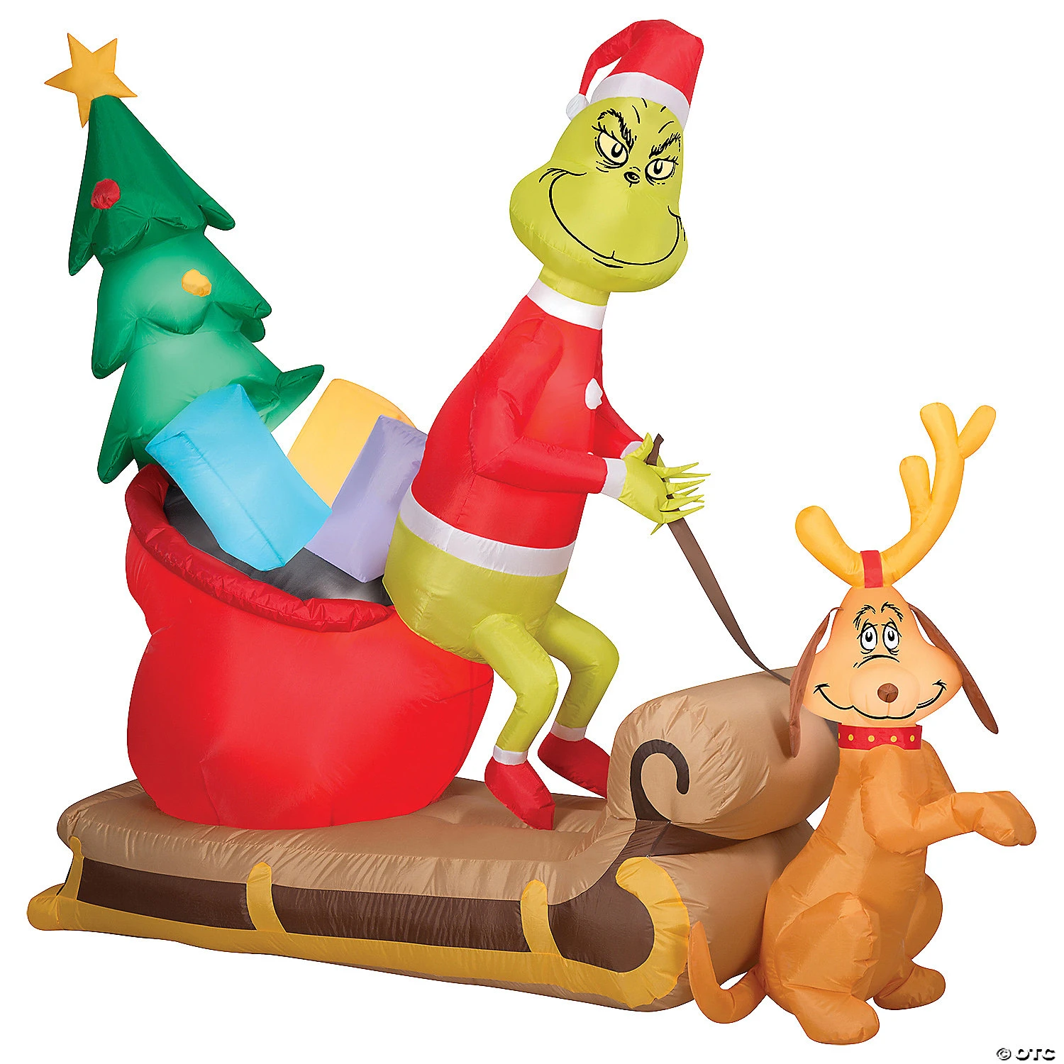 Airblown® Grinch And Max With Sleigh 78" Inflatable Christmas Outdoor Yard Decor 1 Airblown® Grinch And Max With Sleigh 78" Inflatable Christmas Outdoor Yard Decor