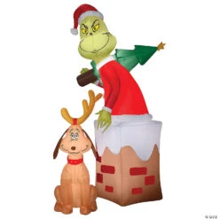 Airblown® Grinch In Chimney With Max 40" Inflatable Christmas Outdoor Yard Decor