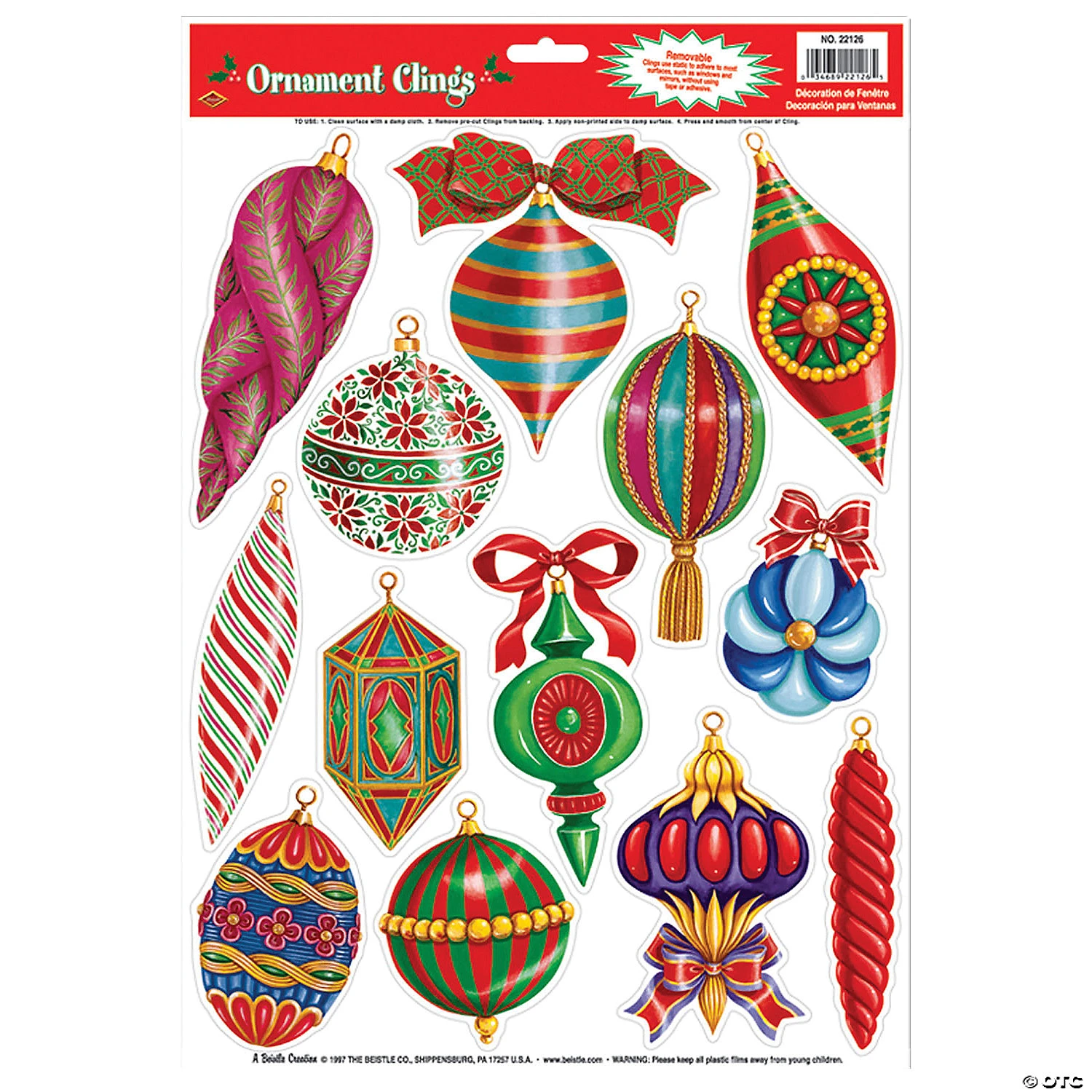 Christmas Ornament Window Clings 1 Christmas Ornament Window Clings
