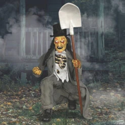 Crouching Grave Digger Halloween Decoration