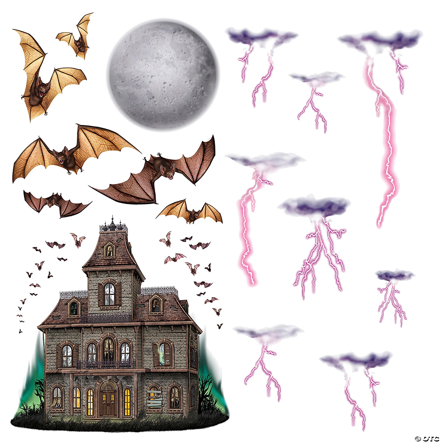 Haunted House Night Sky Plastic Wall Accents 1 Haunted House Night Sky Plastic Wall Accents