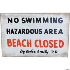 Jaws No Swimming Wood Sign