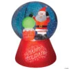 Projection Airblown® Snow Globe Santa On Rooftop Scene In Snowflurry 66" Inflatable Christmas Outdoor Yard Decor