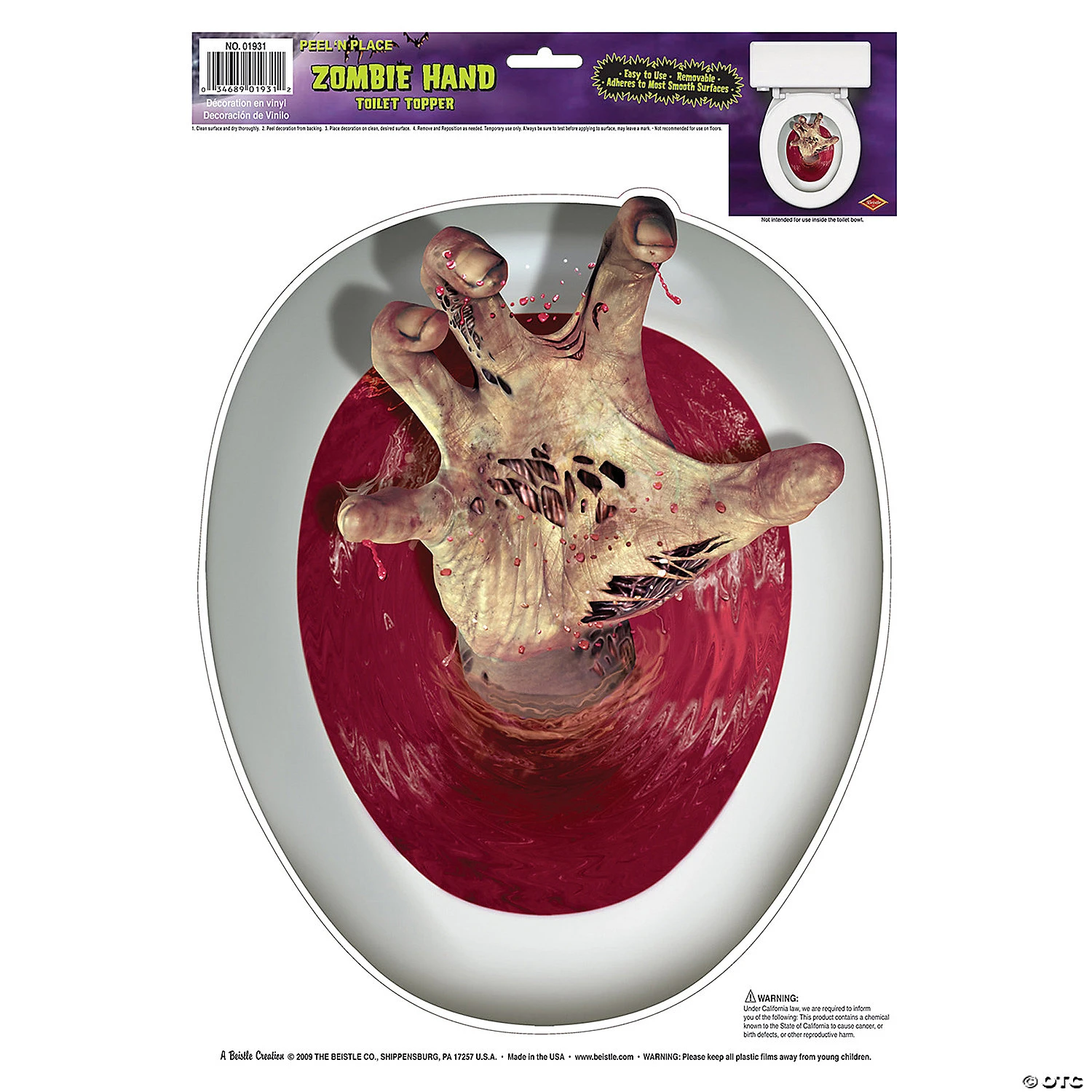 Zombie Hand Toilet Topper Peel N Place 1 Zombie Hand Toilet Topper Peel N Place